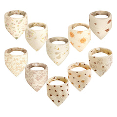 TDHD Leaf & Squirrel Series muslin drool bib with snap closure