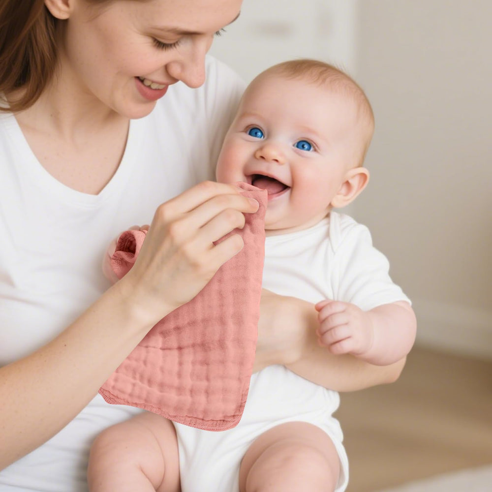 TDHD muslin burp cloths 6-pack absorbent six-layer design for quick cleanup.