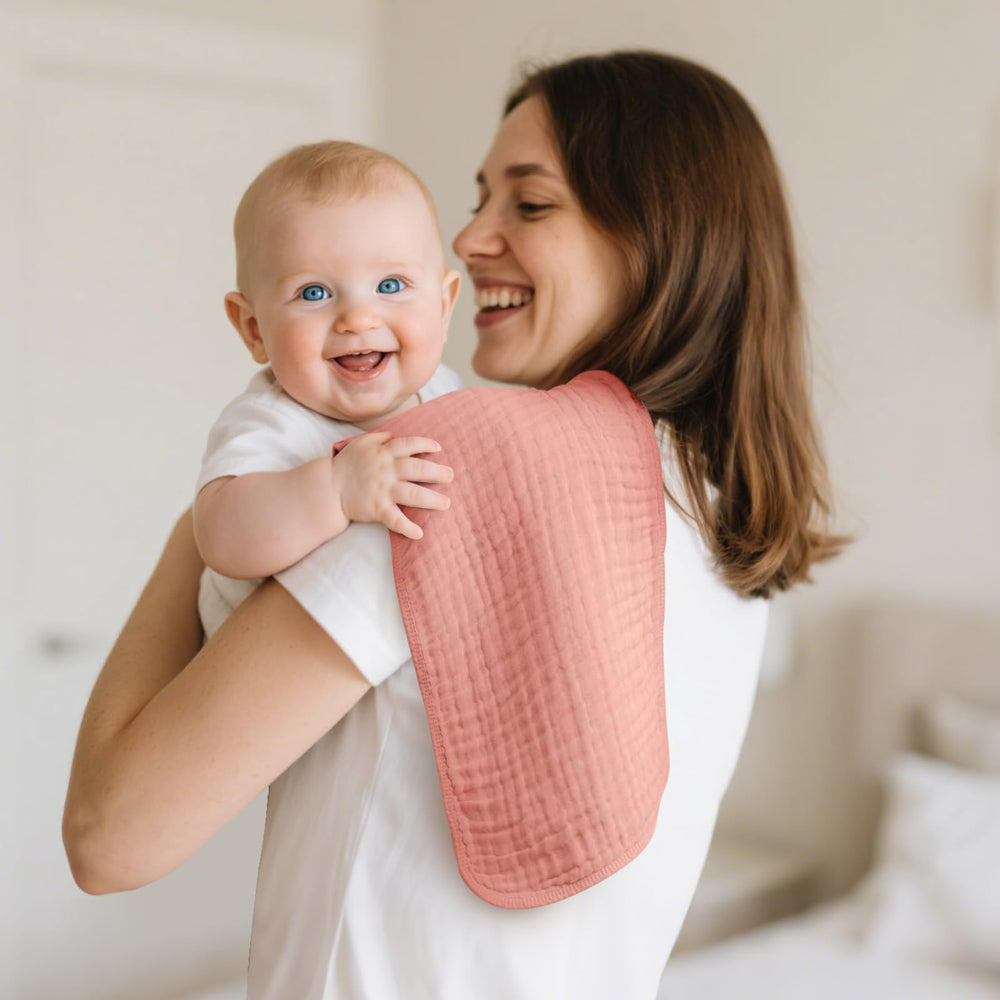 TDHD muslin burp cloths 6-pack multi-use burping and wiping faces.