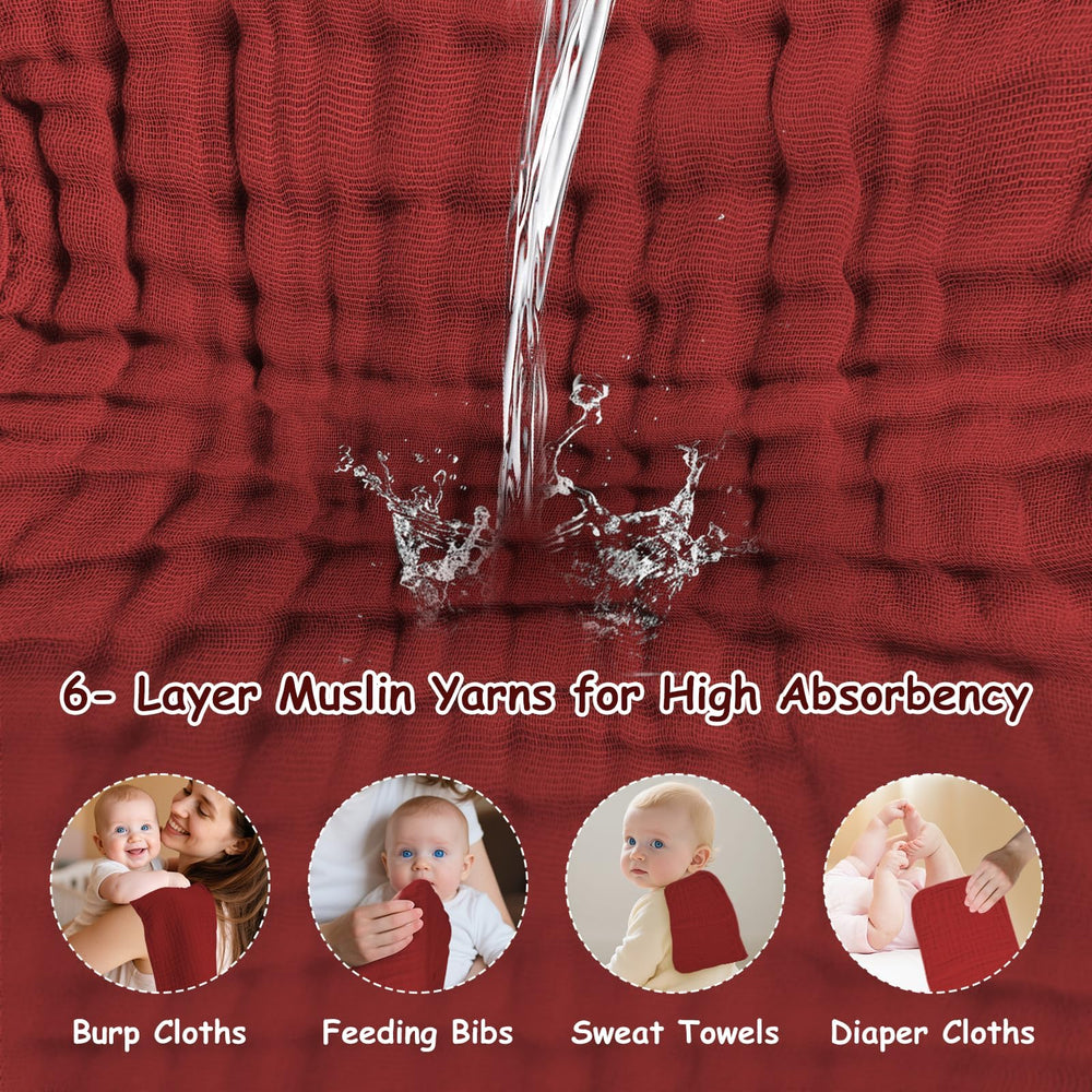 TDHD muslin burp cloths 18x10 inches provide full coverage.