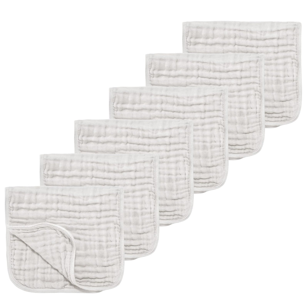TDHD muslin burp cloths front view in white, soft touch for baby skin