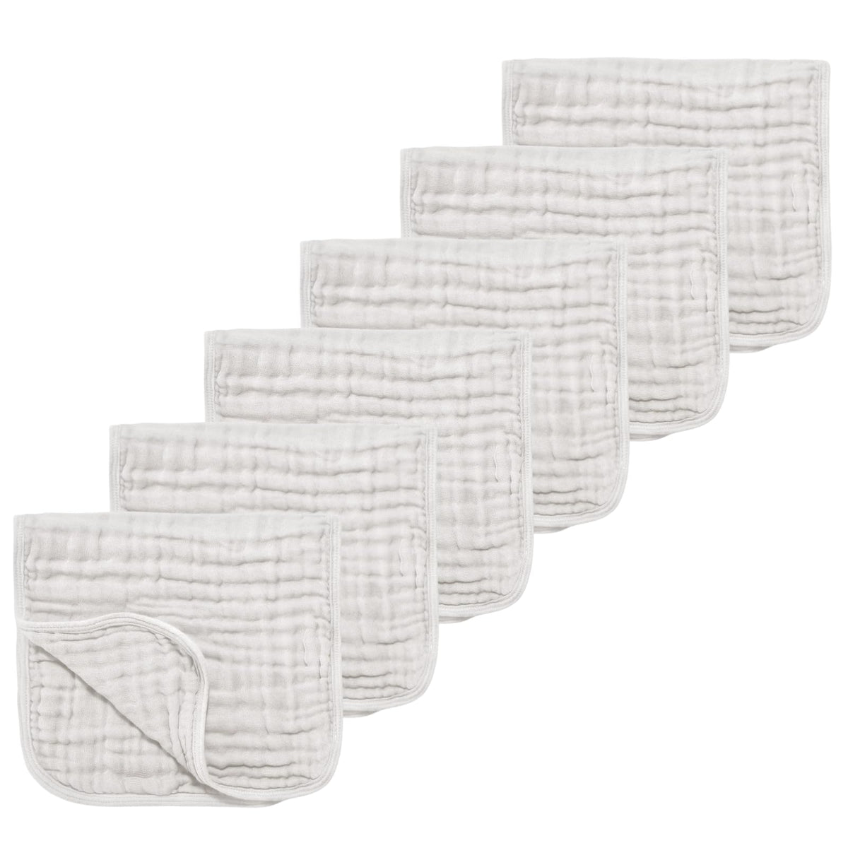 TDHD muslin burp cloths front view in white, soft touch for baby skin