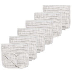 TDHD muslin burp cloths front view in white, soft touch for baby skin