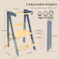 TDKDHoming Foldable Toddler Tower with 3-height adjustments for growing kids.