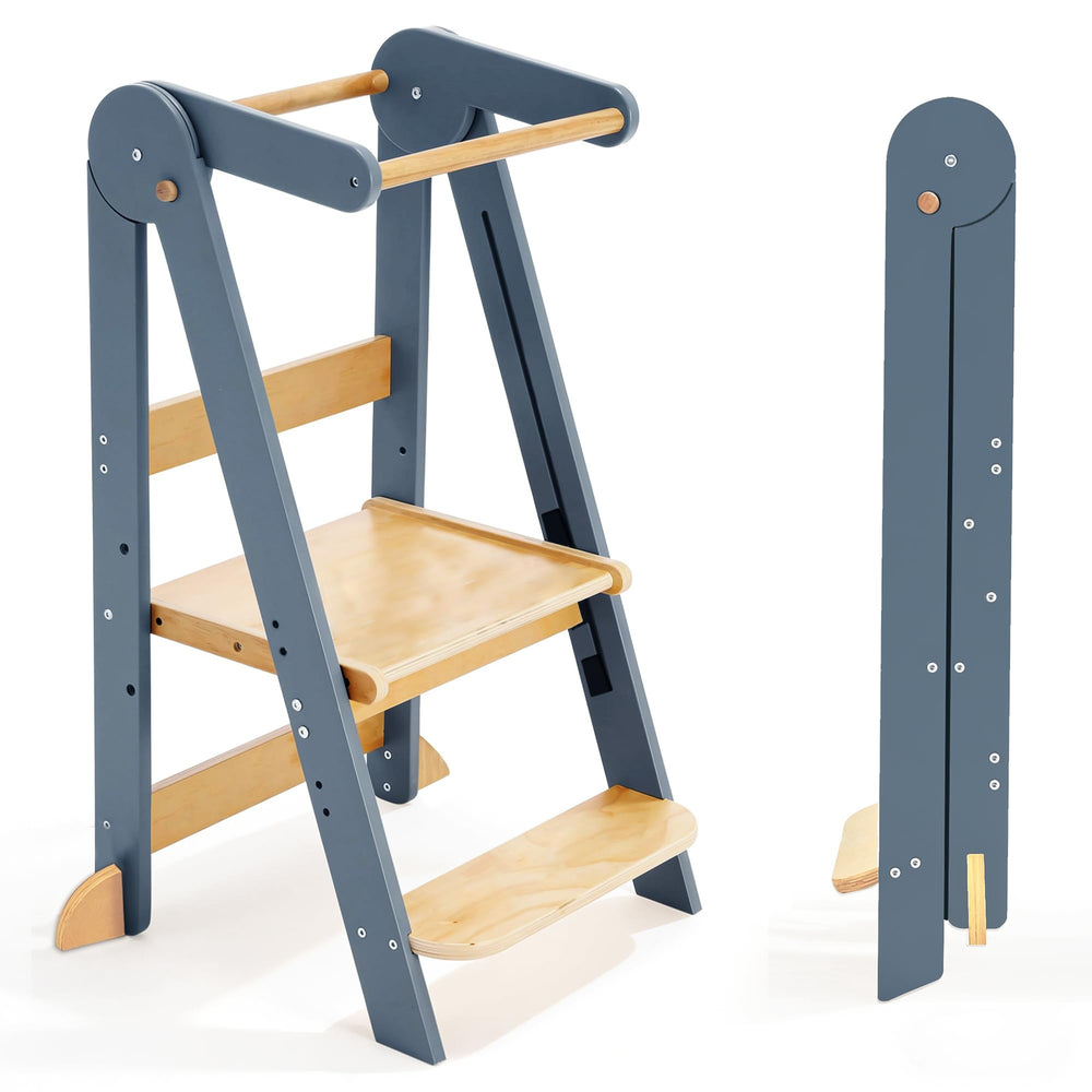 TDKDHoming Foldable Toddler Tower assembled front view for safe kitchen participation.