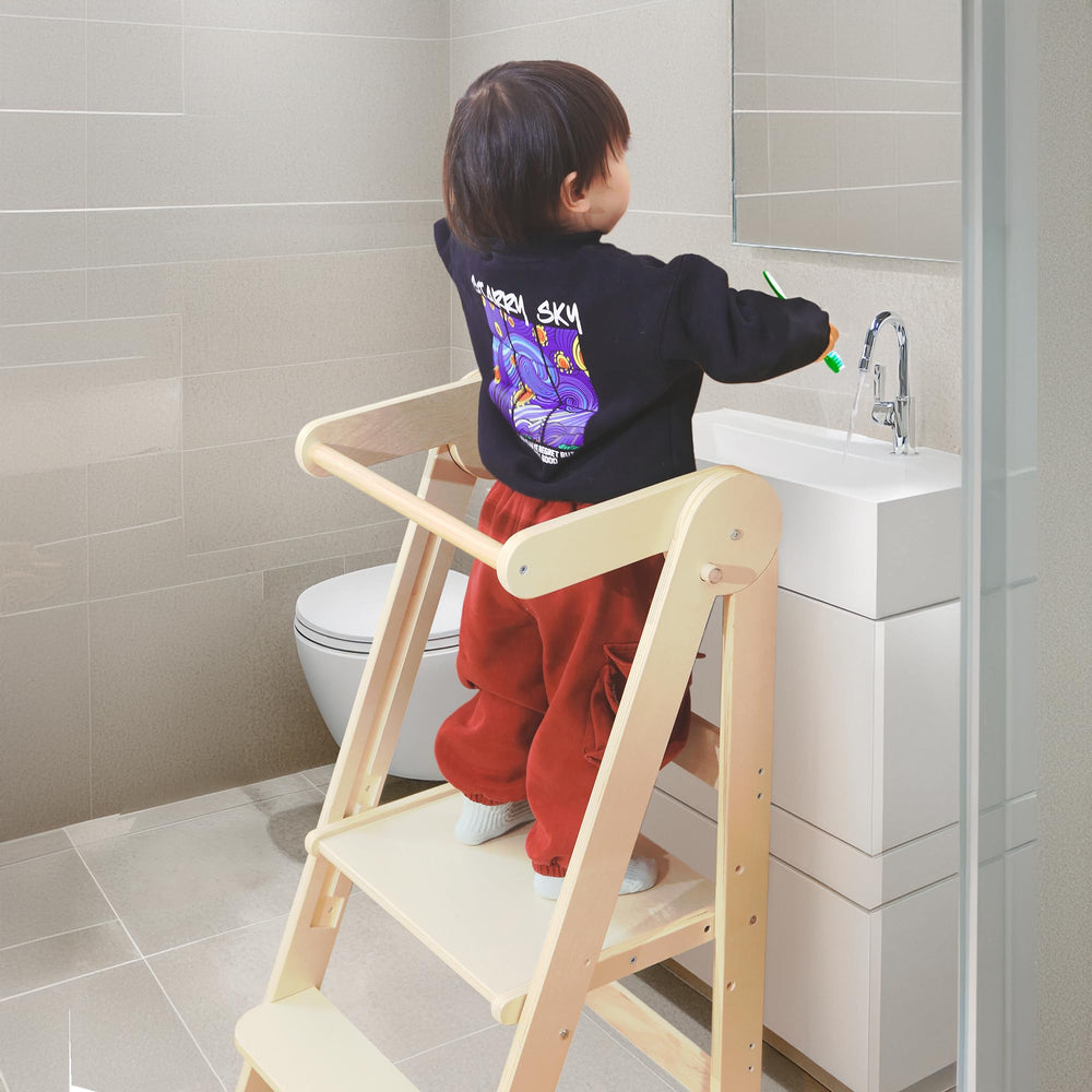 TDKDHoming foldable toddler tower easy assembly and height adjustments.