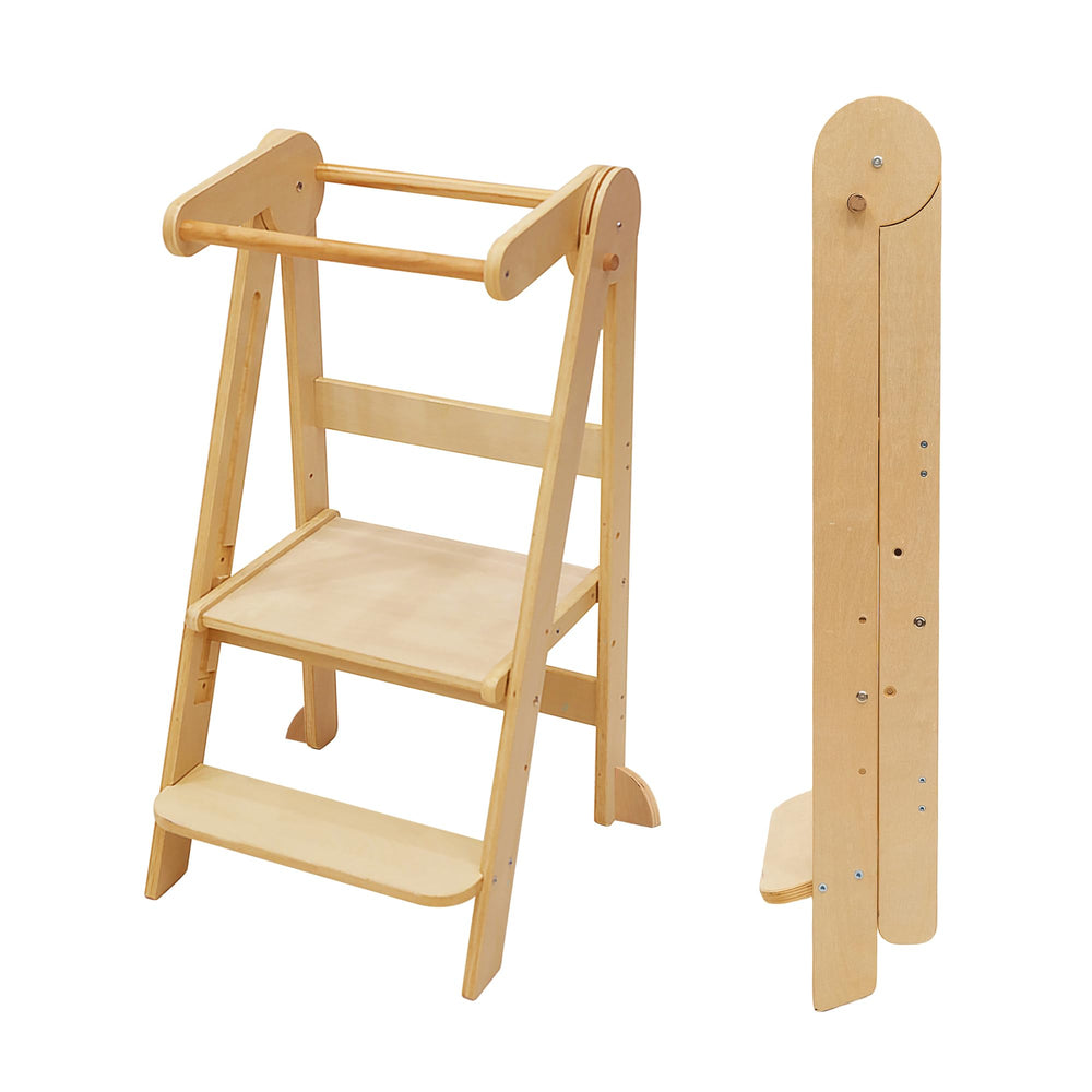TDKDHoming foldable toddler tower folded for compact storage.