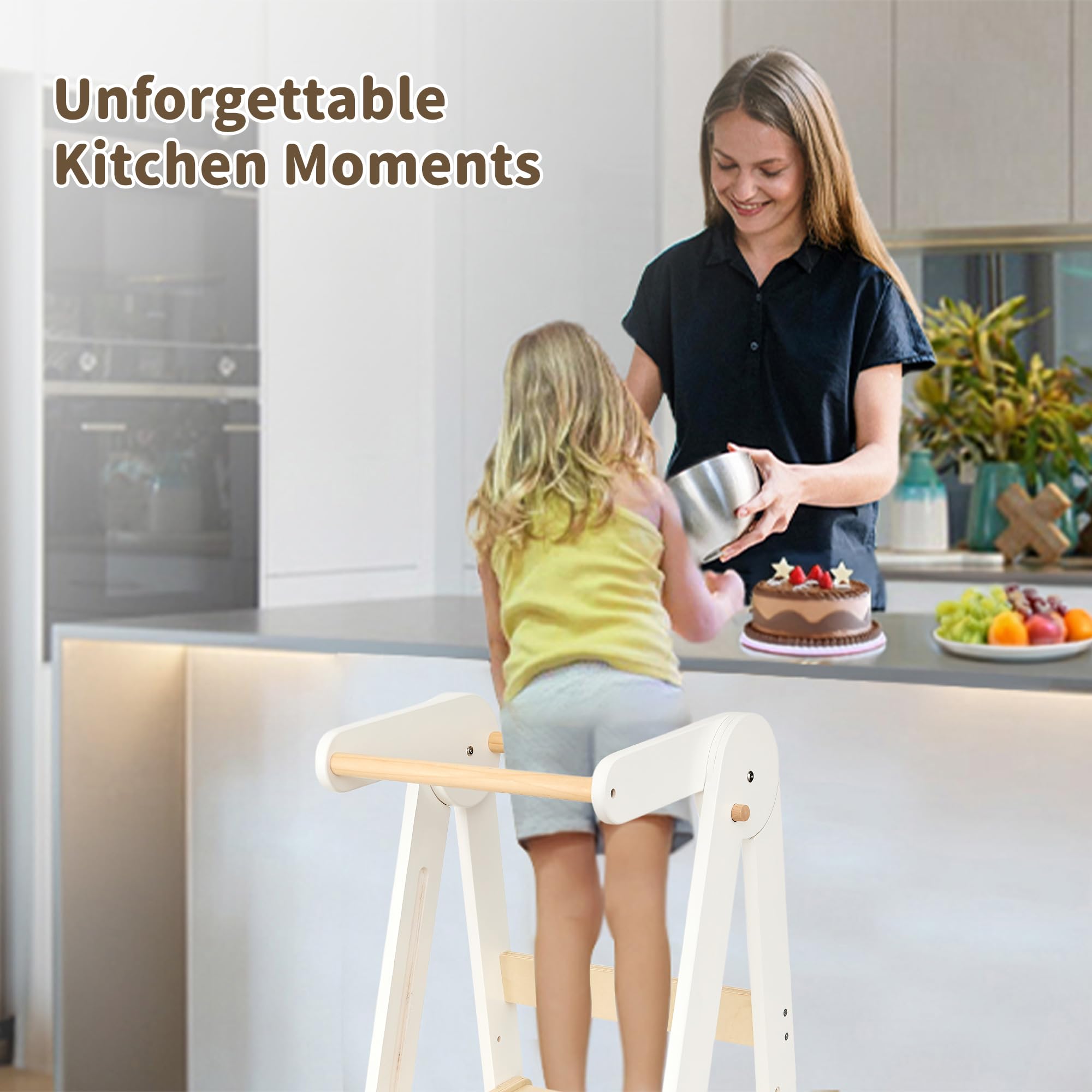 TDKDHoming foldable toddler tower folded for compact storage.