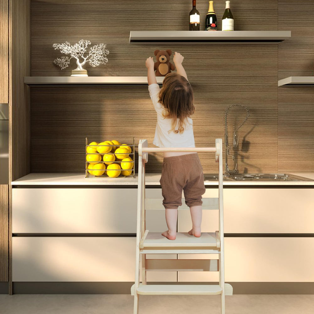 TDKDHoming foldable toddler tower ideal for cooking and brushing tasks.