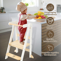 TDKDHoming kitchen step stool in use by a toddler at counter for learning.