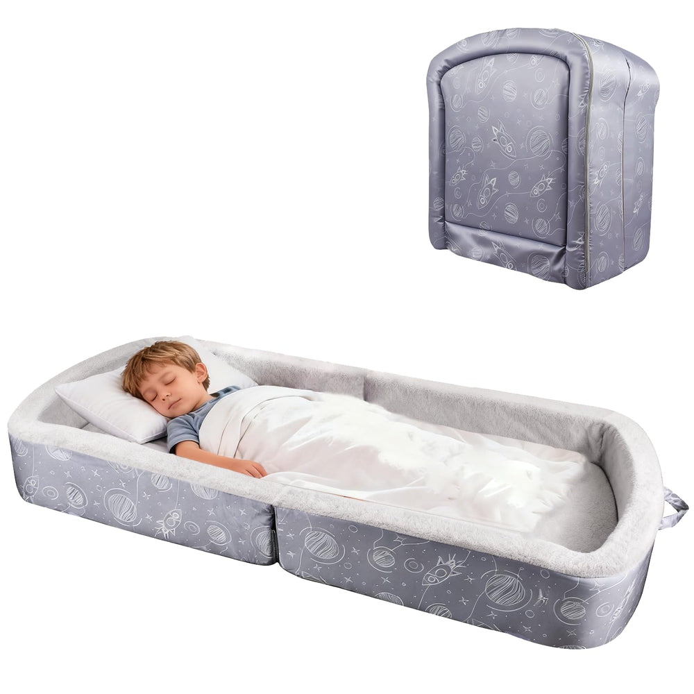 TDKDHoming portable toddler travel bed folded for compact storage and easy transport.