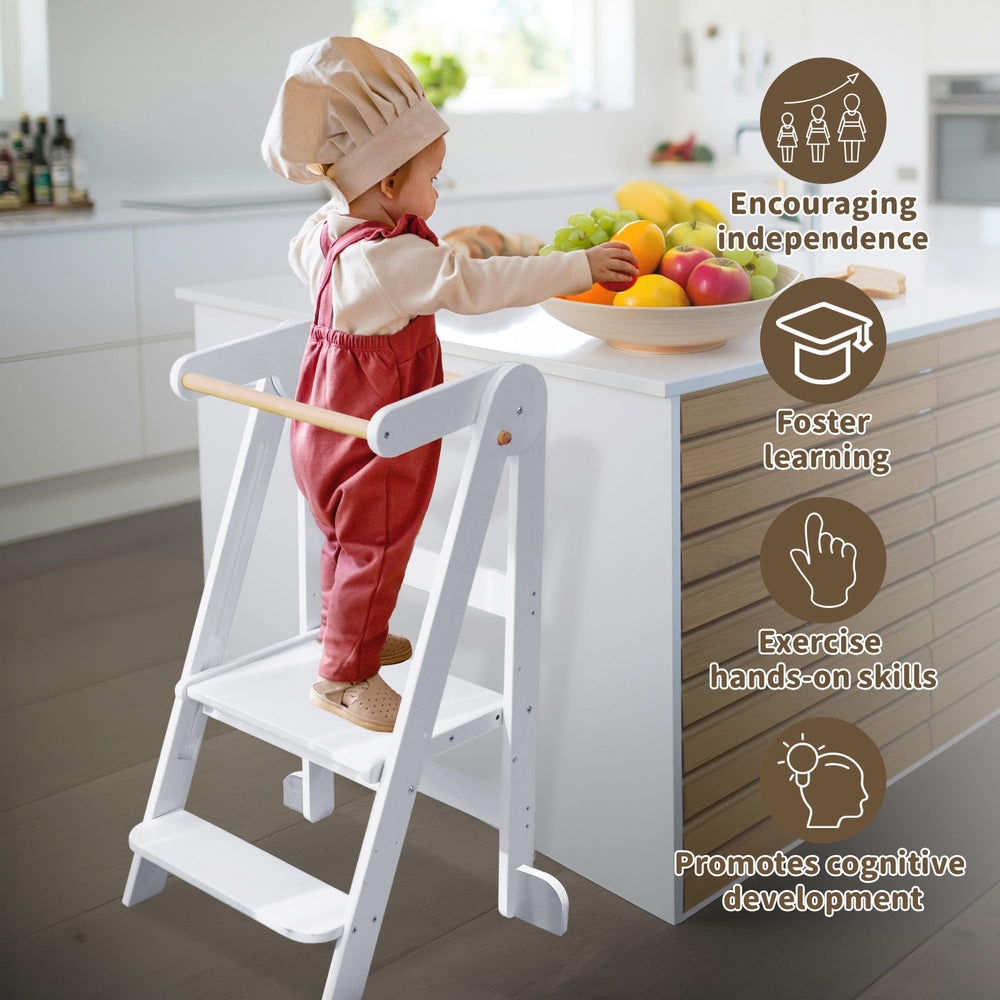 TDKDHoming toddler-tower with anti-tip feet for stable use on floors