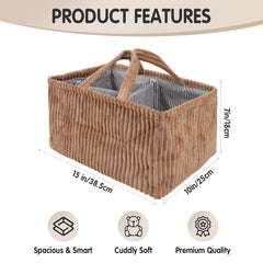 TDTOK diaper caddy with three compartments for diapers and wipes.