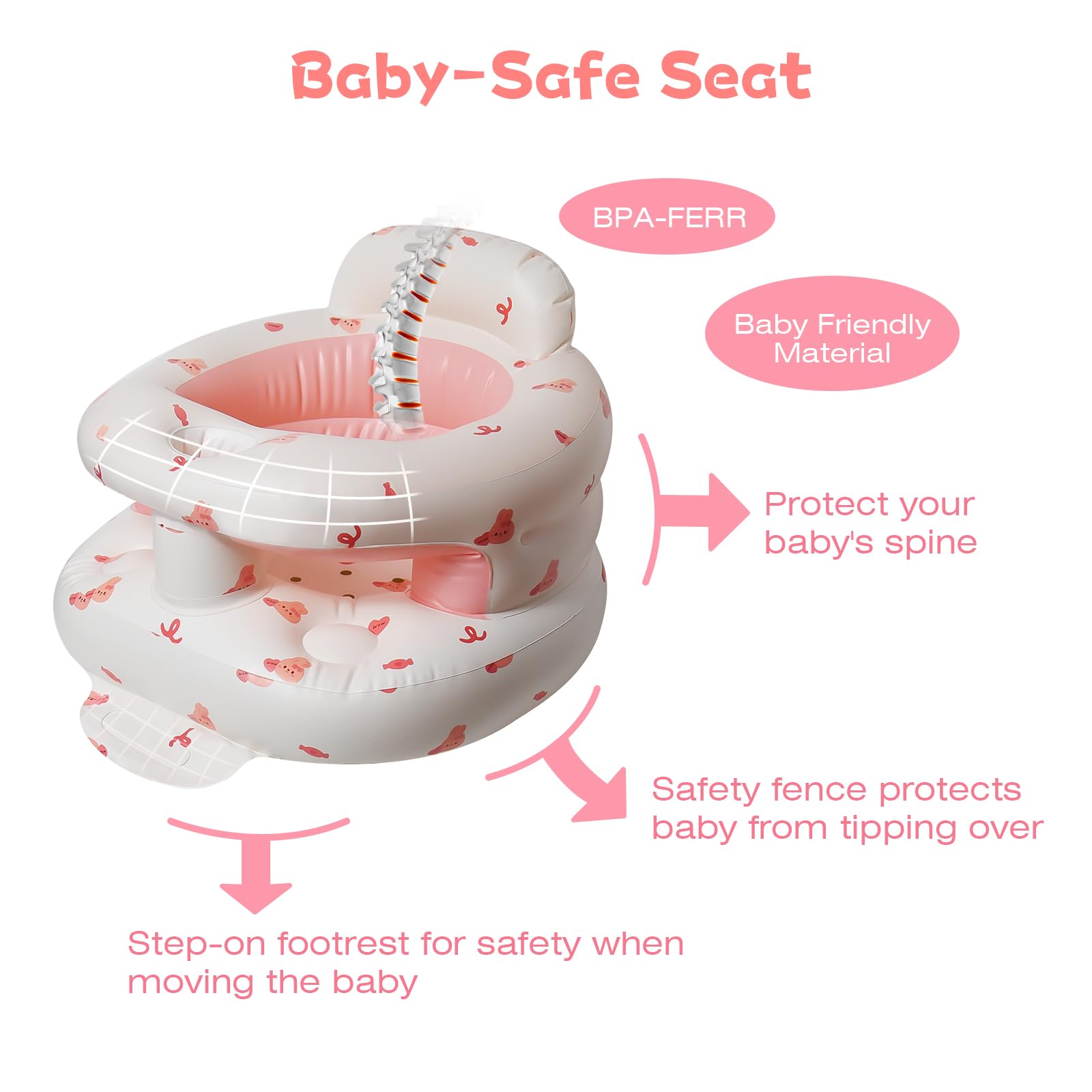 TDTOK baby seat built-in pump for quick, easy inflation.