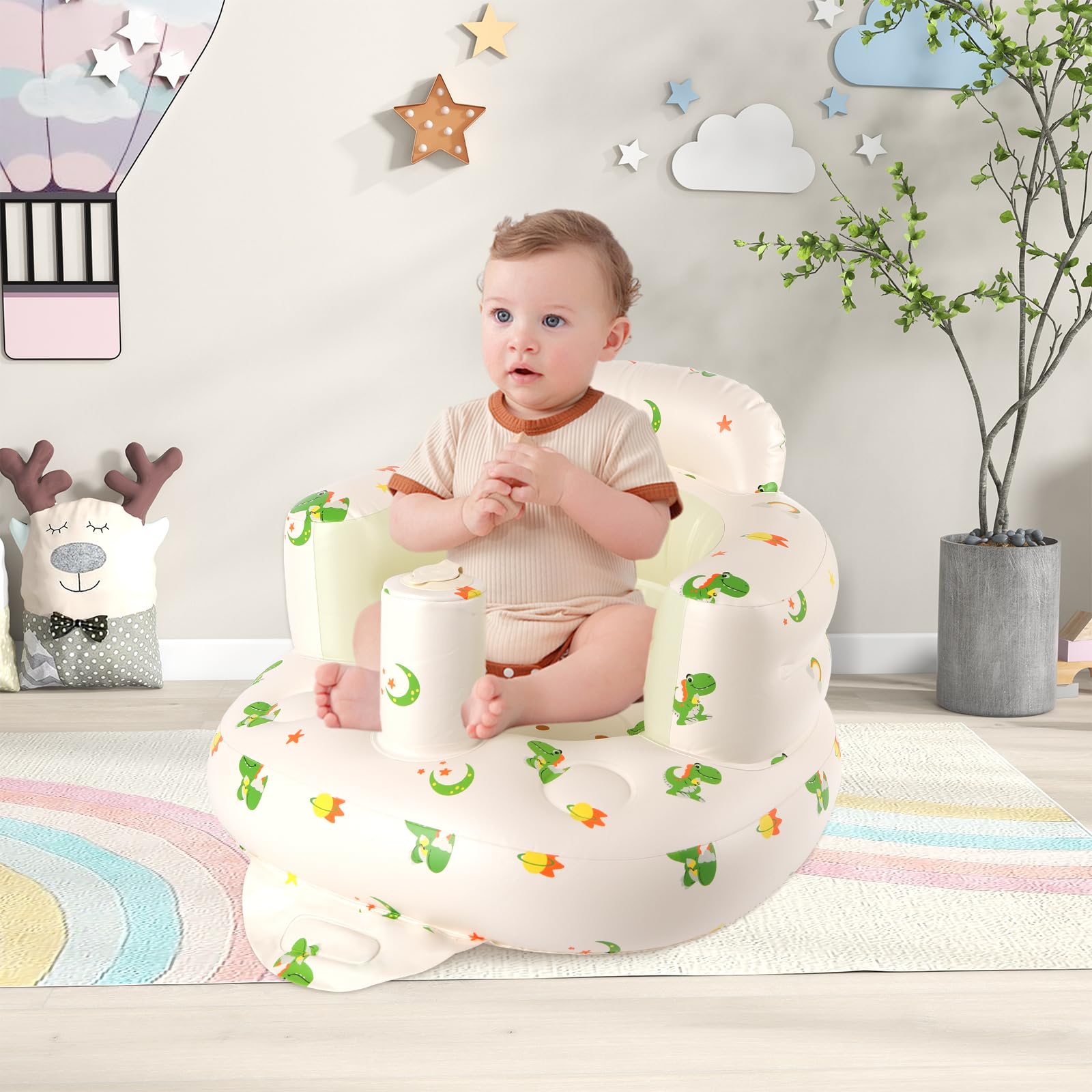 TDTOK inflatable baby seat folded for portability ideal for travel and storage