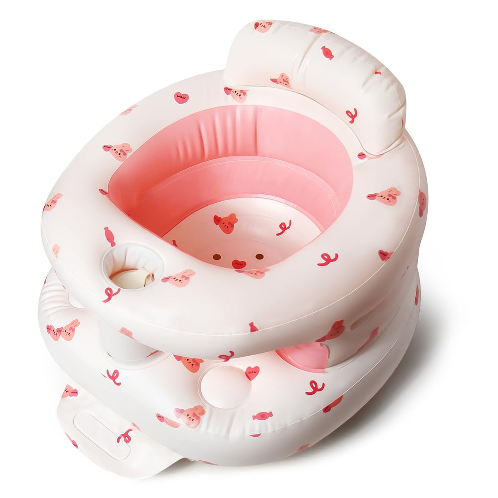 TDTOK inflatable baby seat with full back rest for supported sitting.