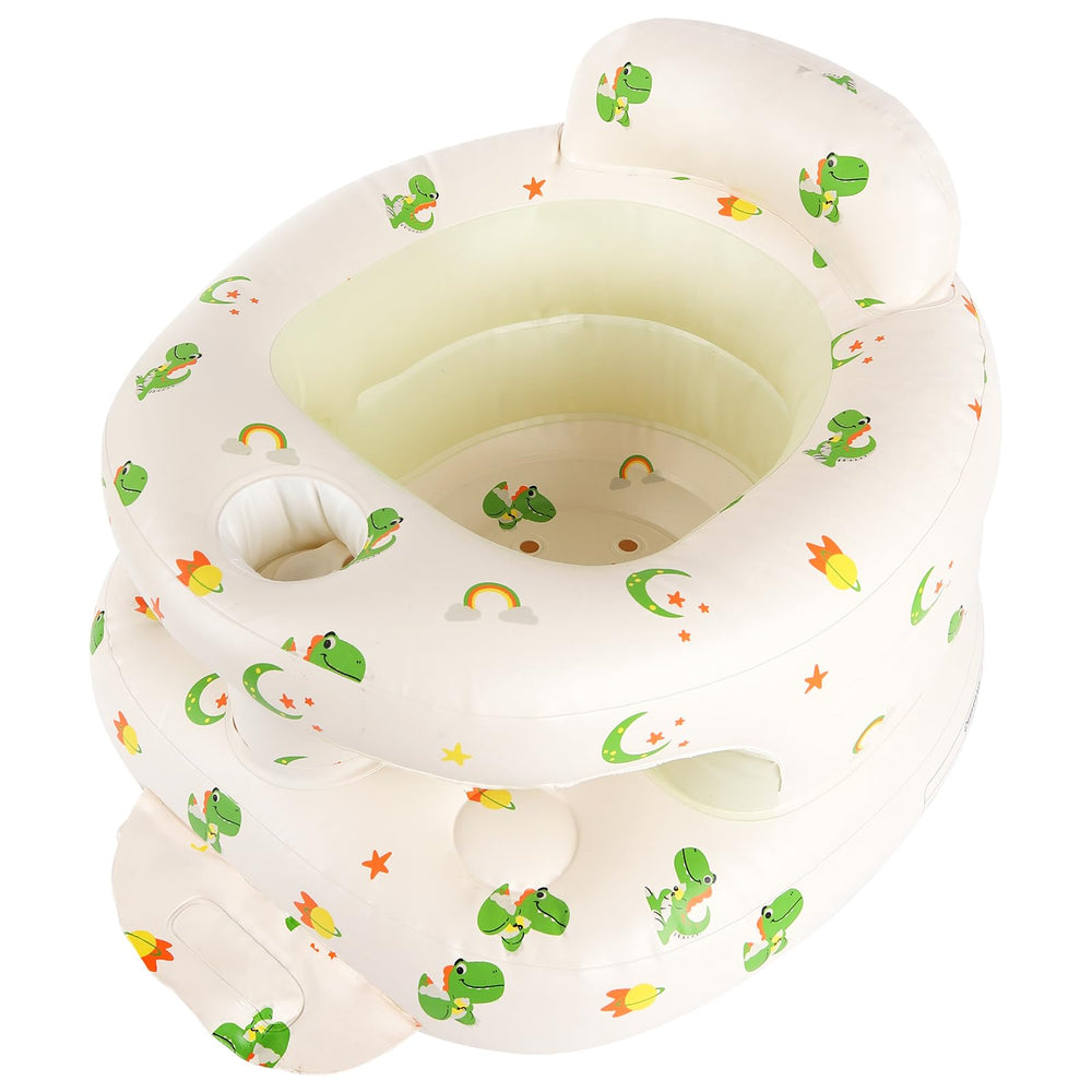 TDTOK inflatable baby seat with full back rest in use, promoting stable upright sitting.