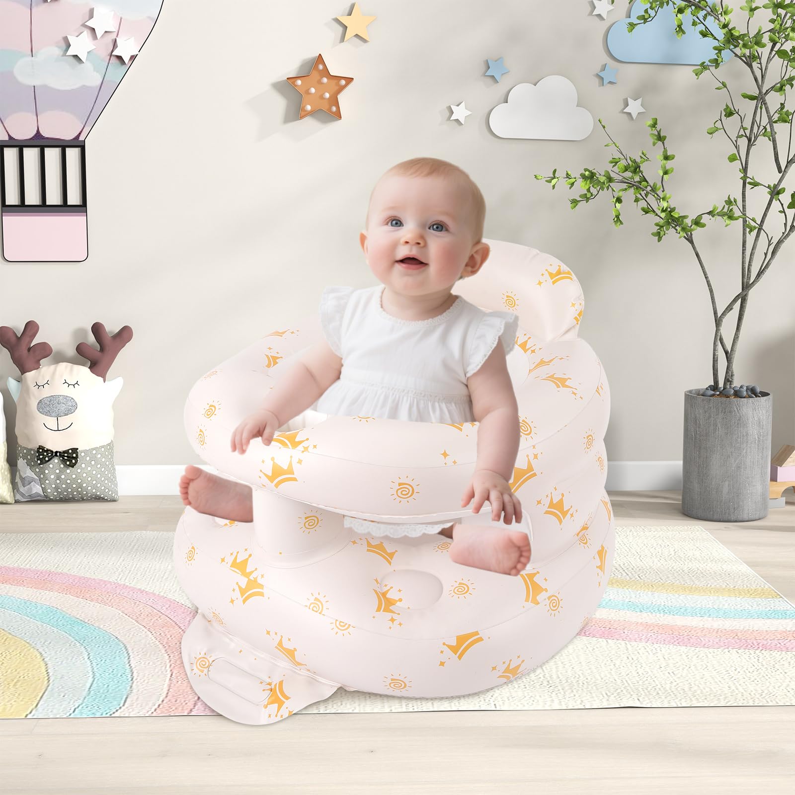 TDTOK inflatable baby seat side view highlighting portable design