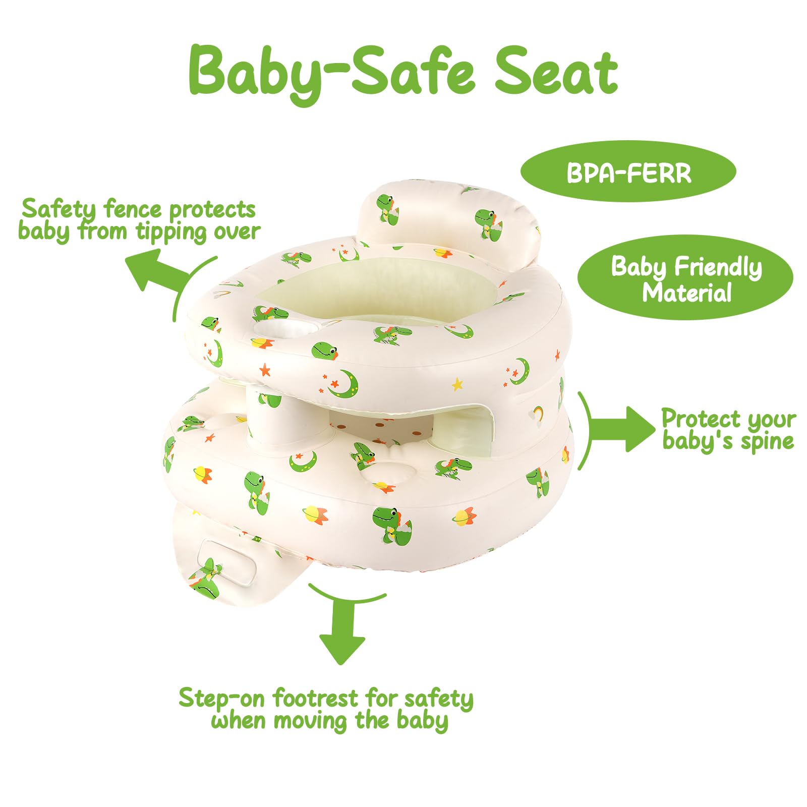 TDTOK non-toxic PVC material keeps baby seating skin-friendly.