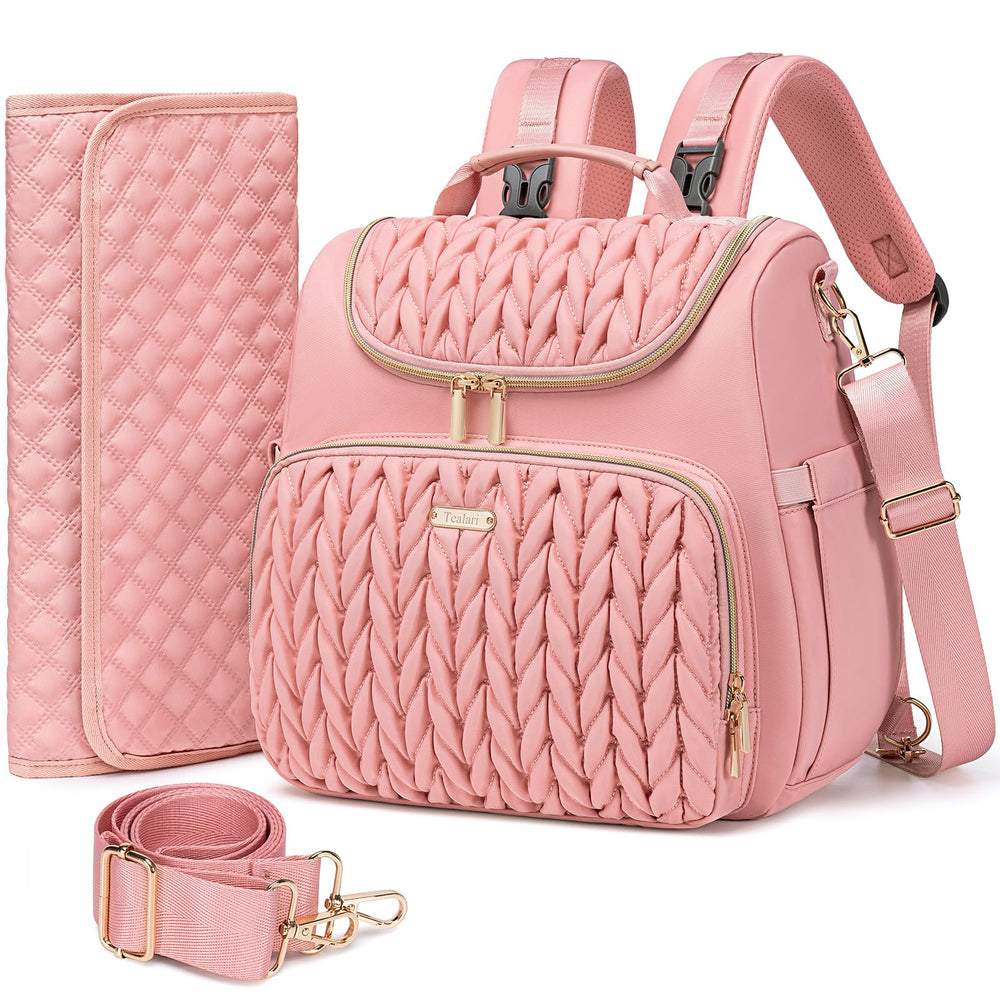 Tealari 4-in-1 diaper bag backpack with spacious main compartment for baby essentials.
