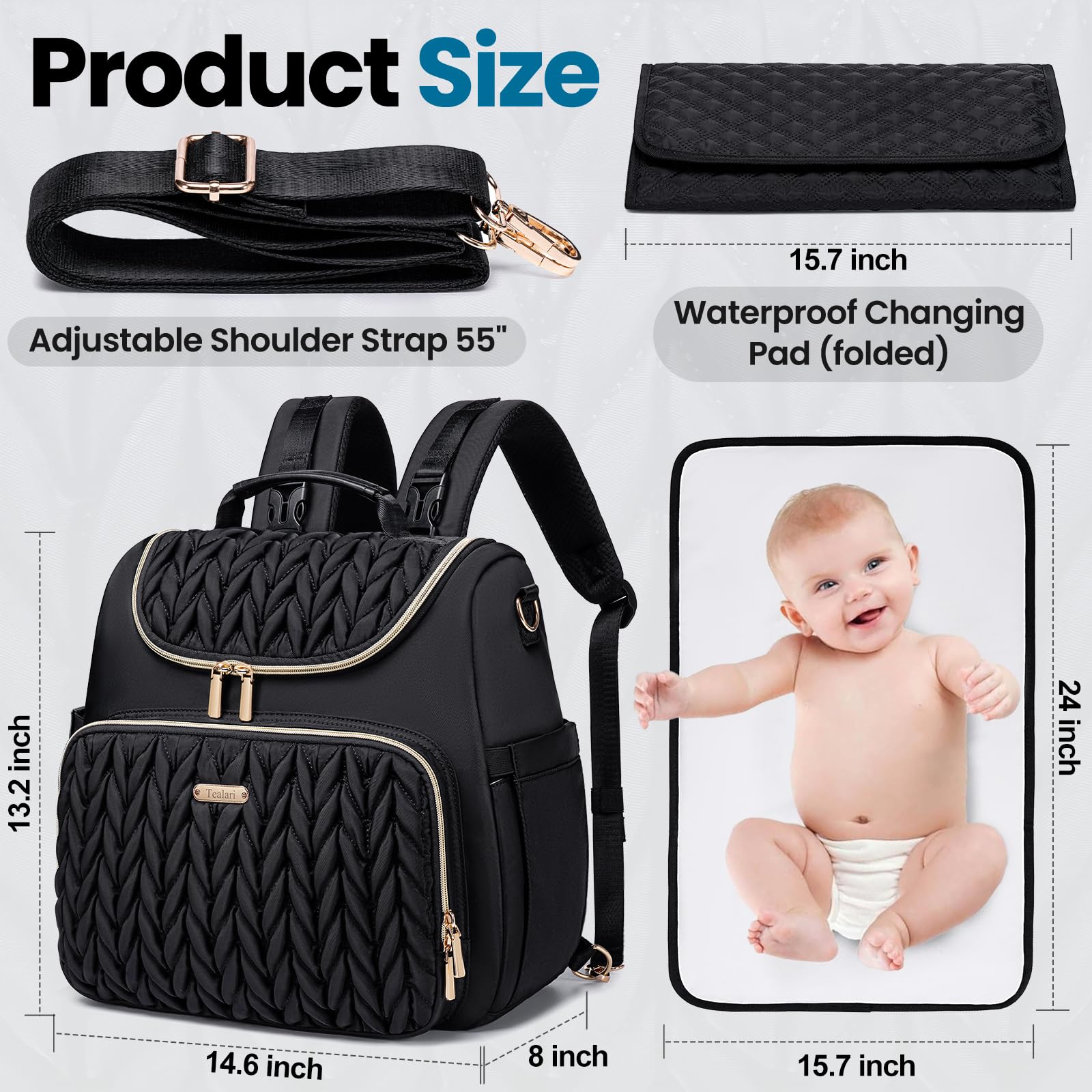 Tealari diaper bag in crossbody mode for hands-free errands and quick transitions.