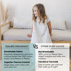 Tealbee Dreamsuit with 2‑way zipper for easy dressing and changes