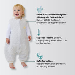 Tealbee Dreamsuit open feet design supports natural toddler movement.