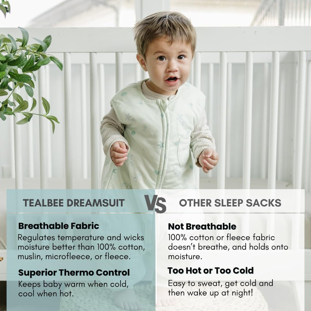 Tealbee Dreamsuit seashell foot design prevents tangling for walkers.