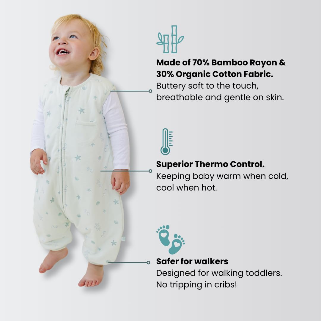 Tealbee Dreamsuit seashell side profile highlights mobility during sleep.