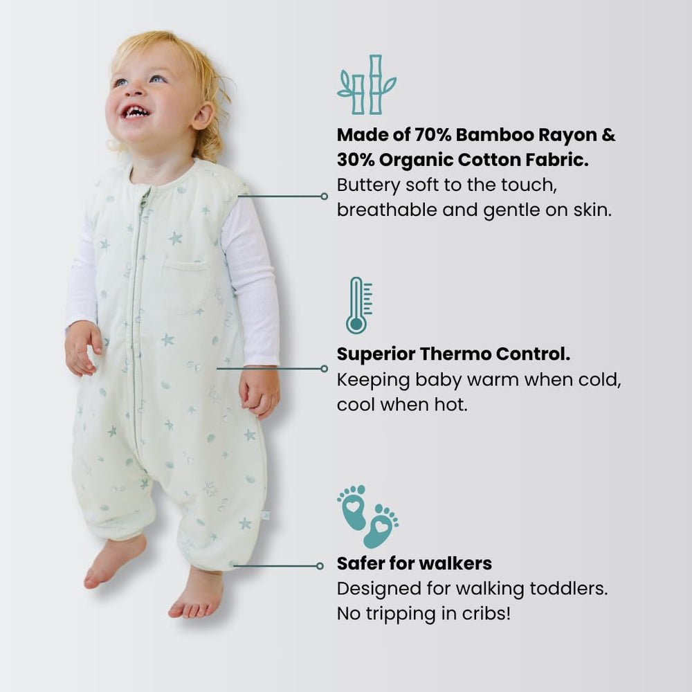 Tealbee Dreamsuit seashell side profile highlights mobility during sleep.