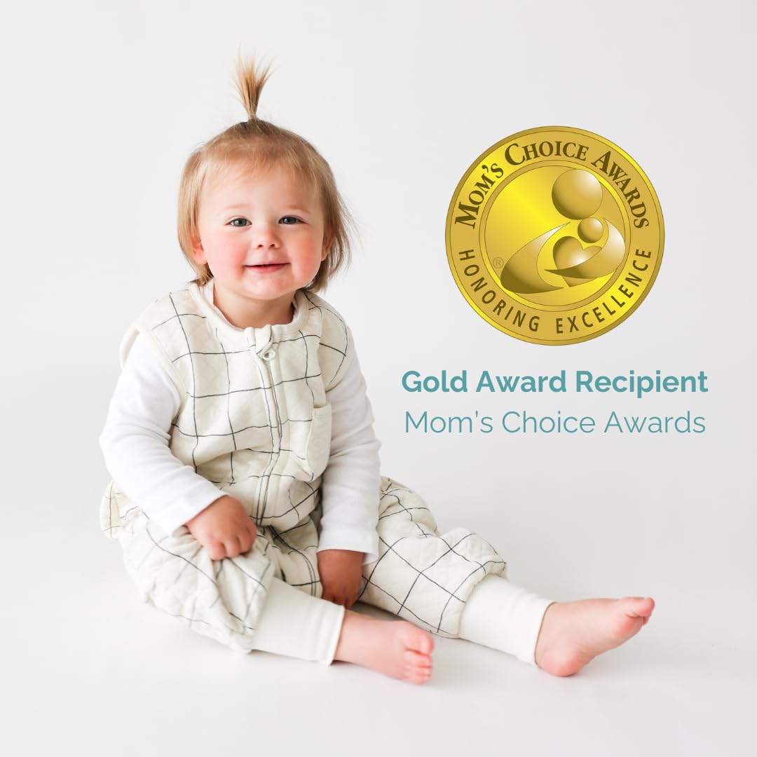 Tealbee Dreamsuit toddler wearing the sleep sack during bedtime routine.