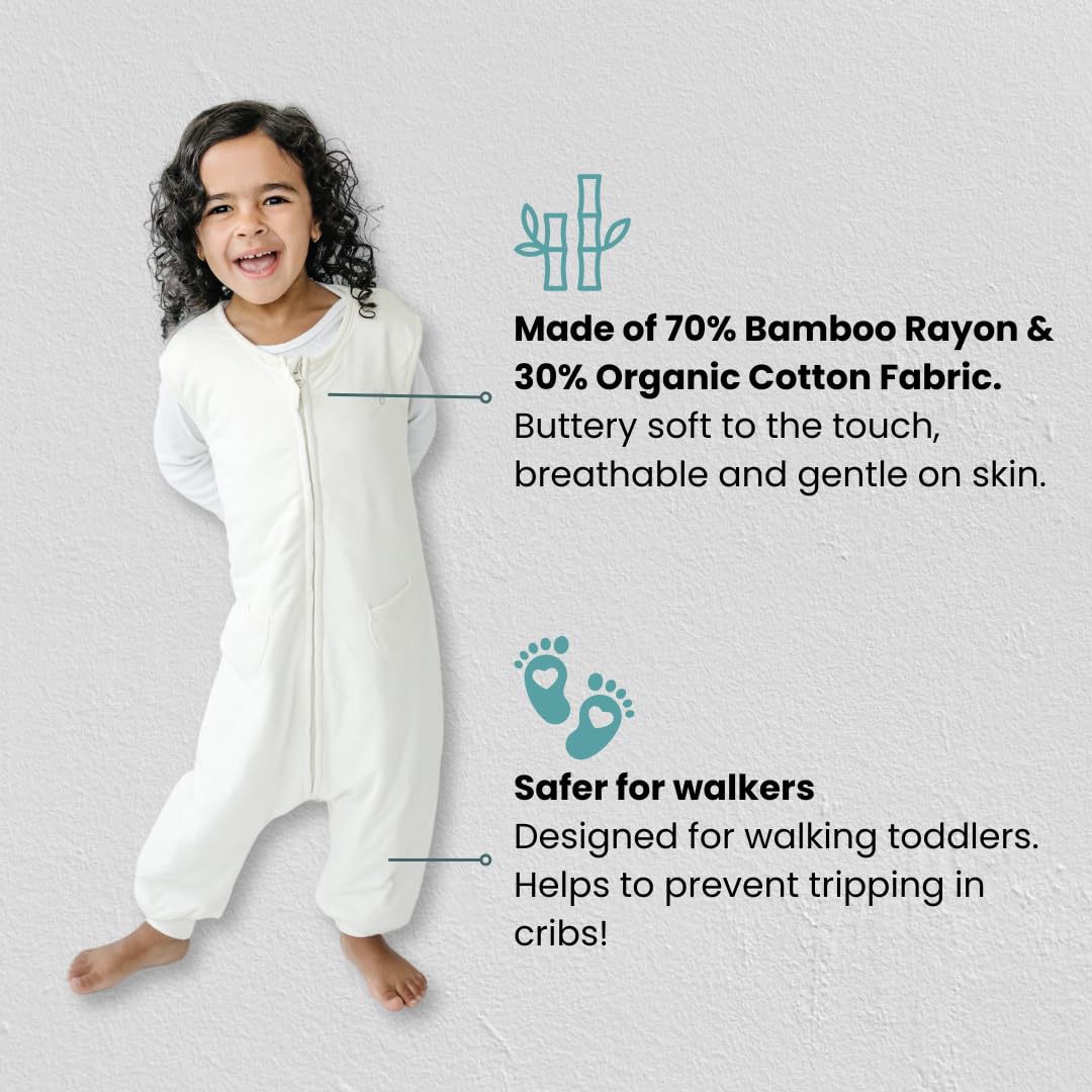 Tealbee Dreamsuit walker sleep bag with legs supports active toddlers during night transitions.