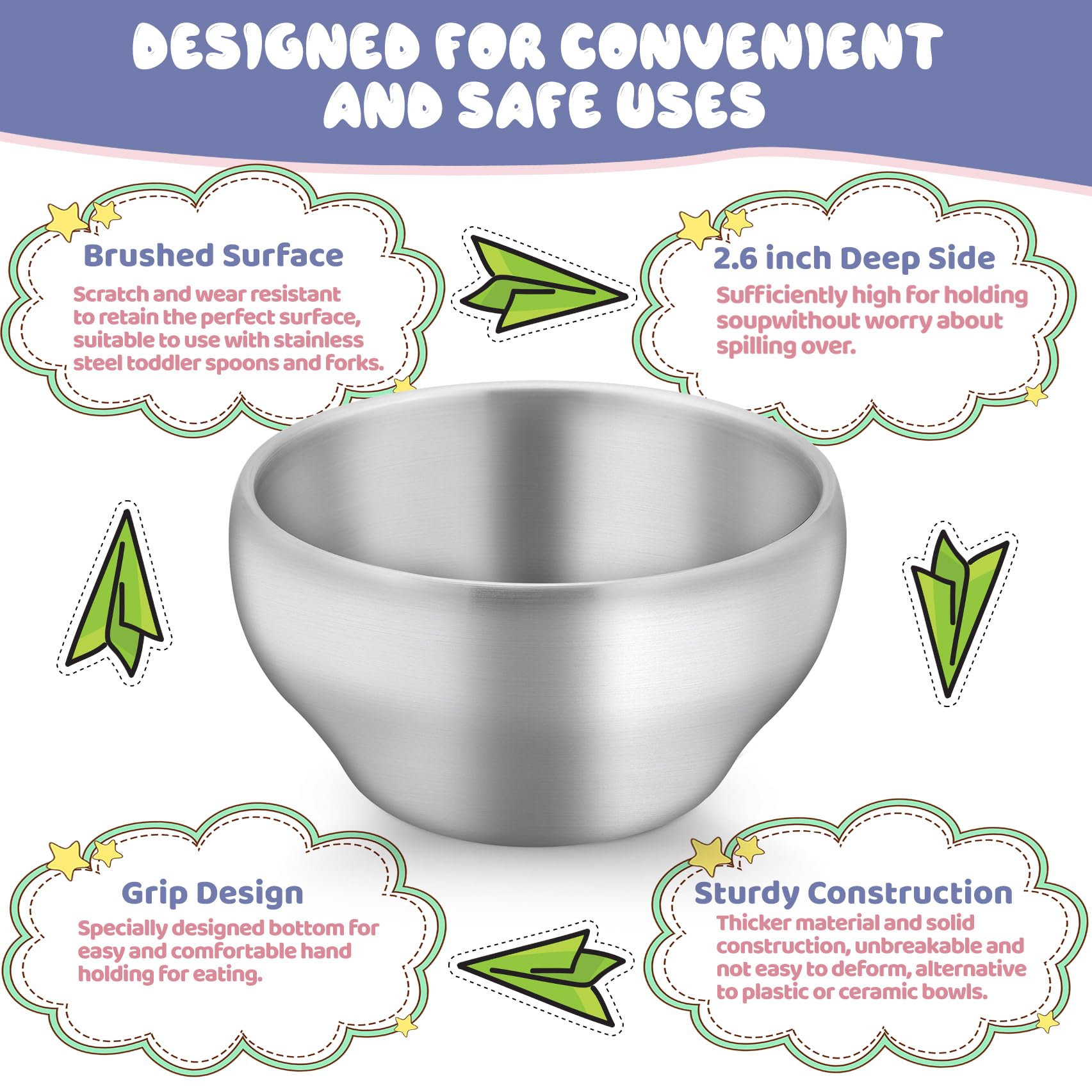 TeamFar bowls with smooth rounded edges promote safe, easy eating