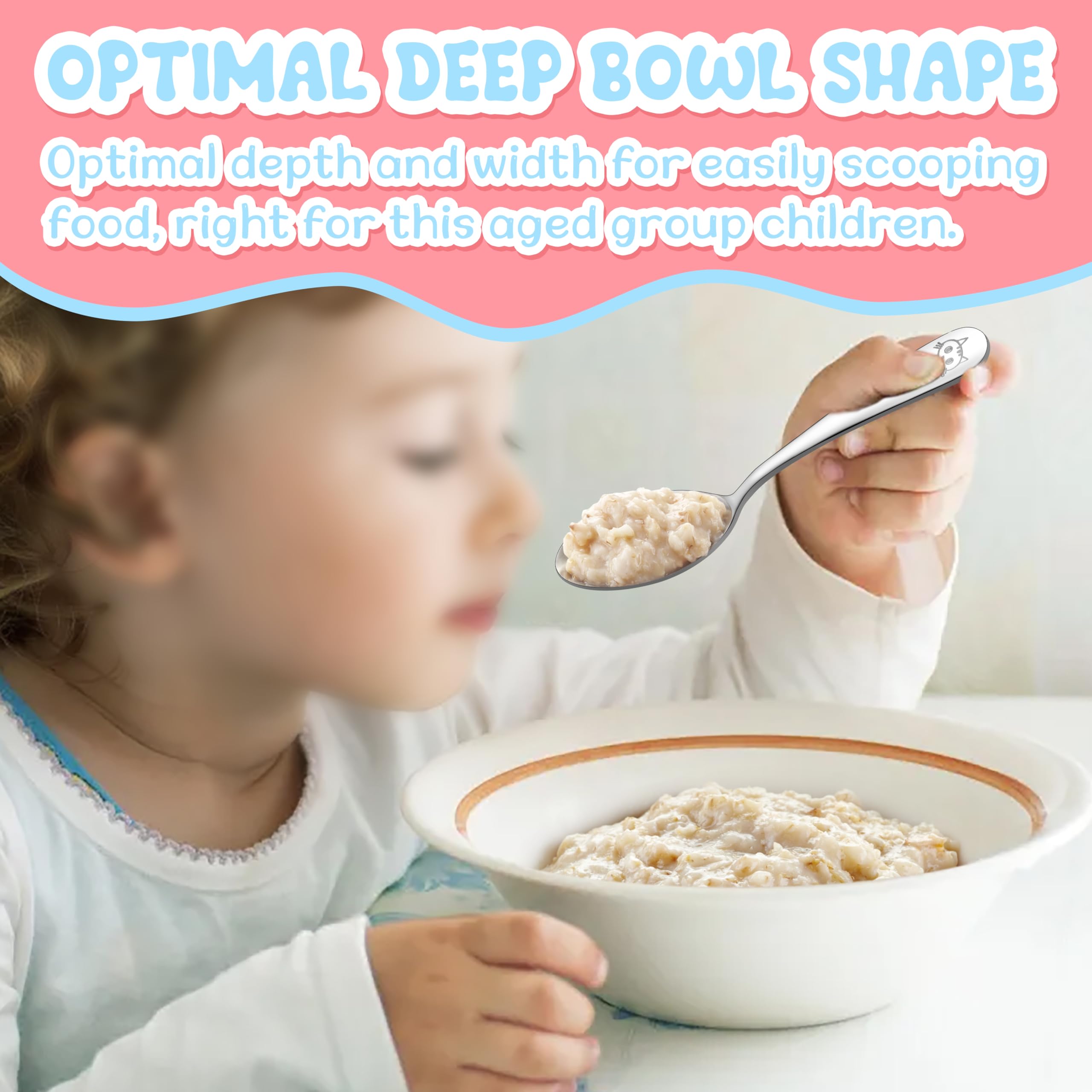 TeamFar cute cartoon patterns on the ends engage toddlers during self-feeding.