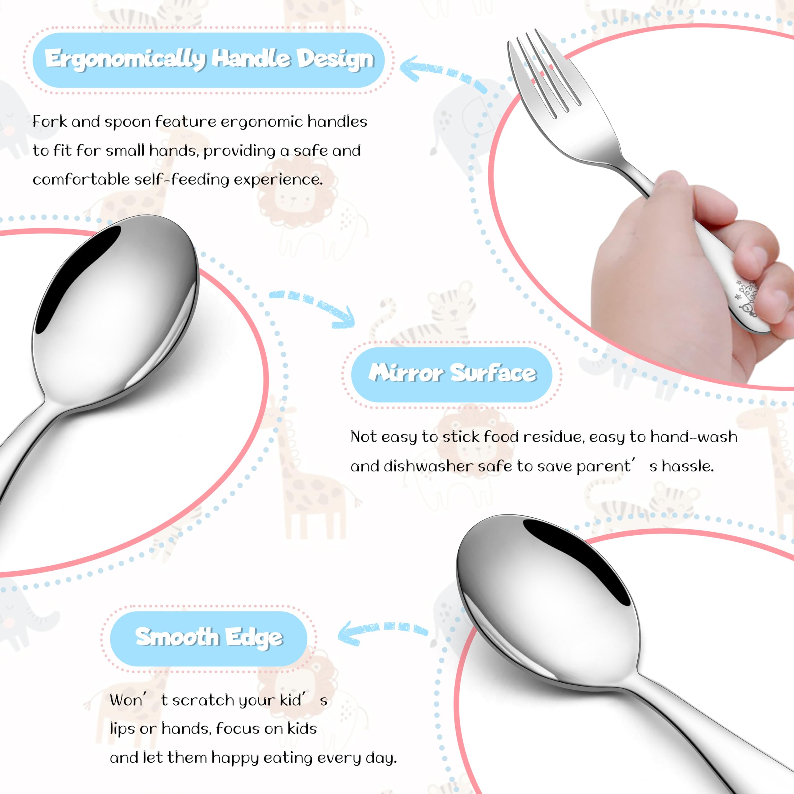 TeamFar utensils with rounded edges provide safer eating for kids.