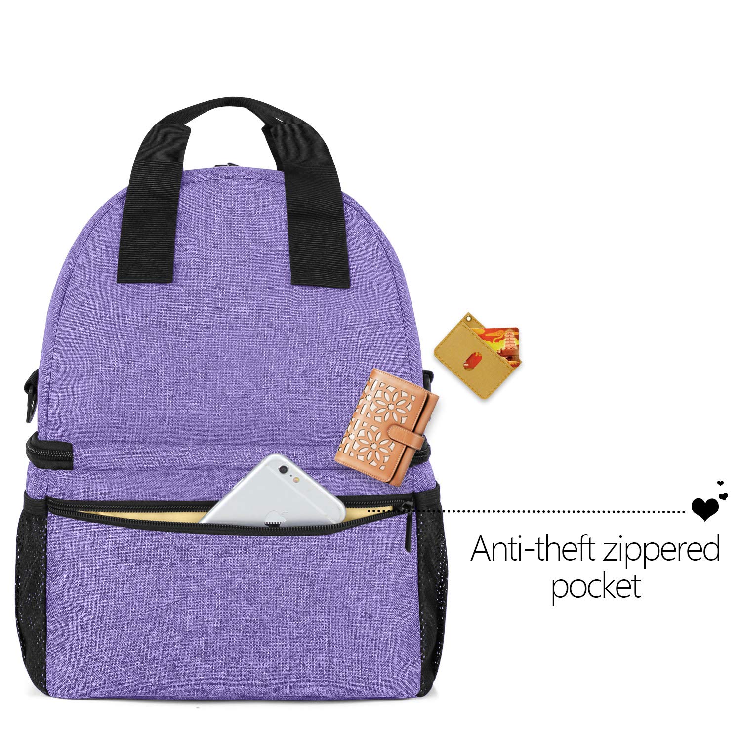 Teamoy bag back zipper pocket keeps valuables safely within reach
