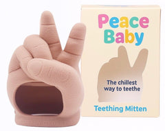Teasin’ Teethers Peace Baby teether mitten soothing gums on the go.