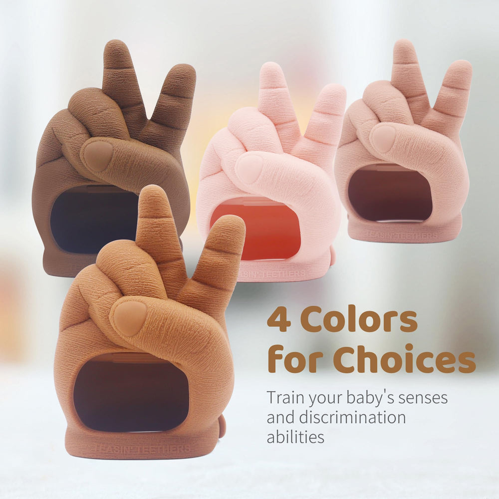 Snug-fit teether mitten stays on tiny hands for uninterrupted soothing.