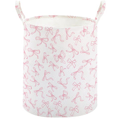 TECHMILLY Bowknot large storage basket with floral design for organized kids' items.