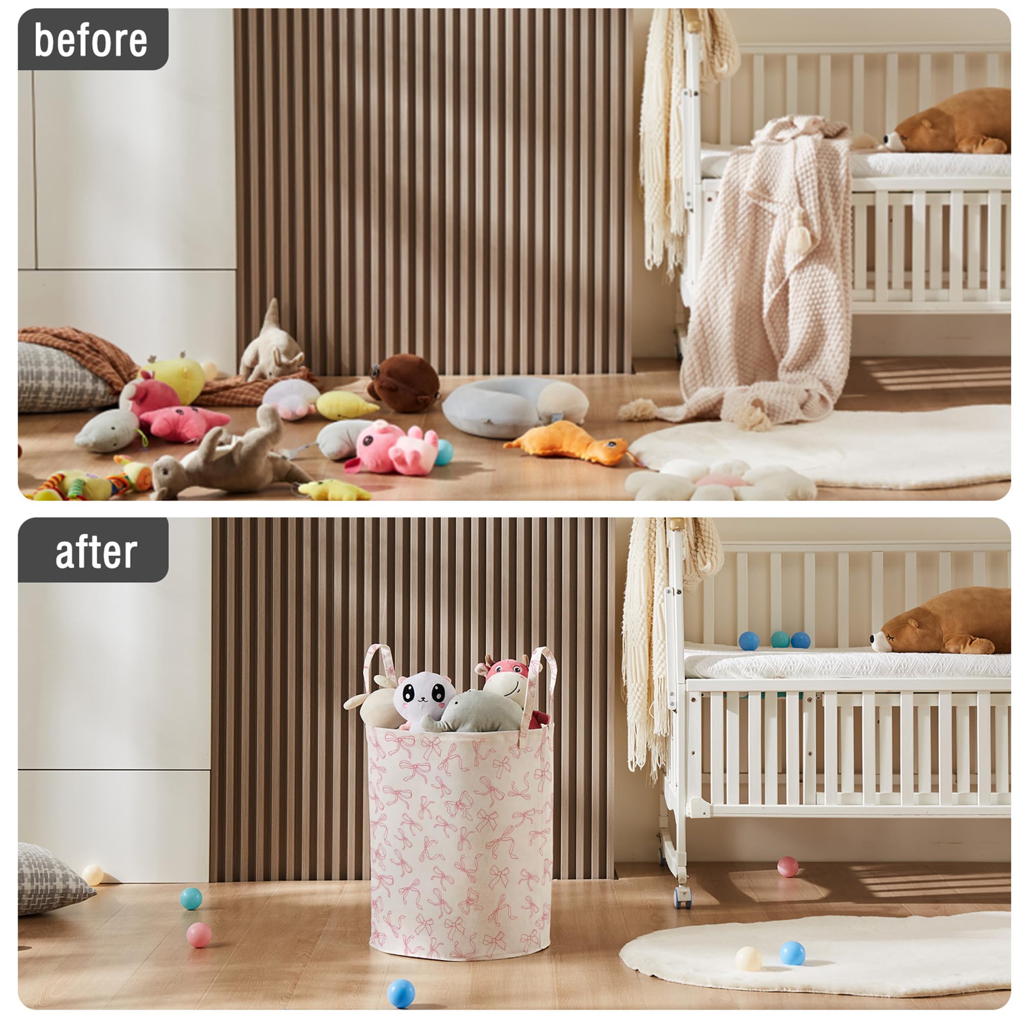 TECHMILLY Bowknot basket with long handles makes carrying heavy items effortless.