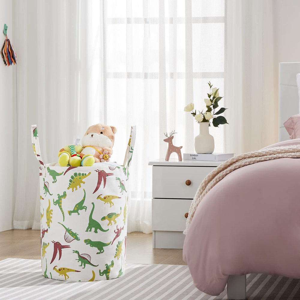 Techmilly collapsible laundry hamper with long handles for easy transport.