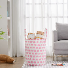 TECHMILLY collapsible laundry hamper with long handles for easy transport.