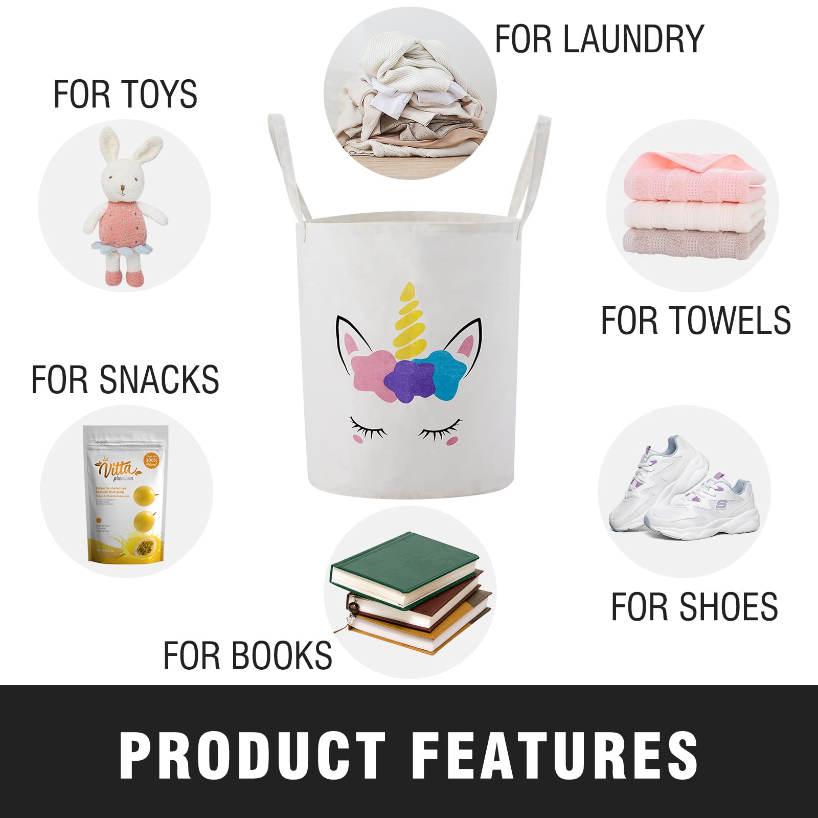 TECHMILLY easy access tote for laundry, toys, and supplies.