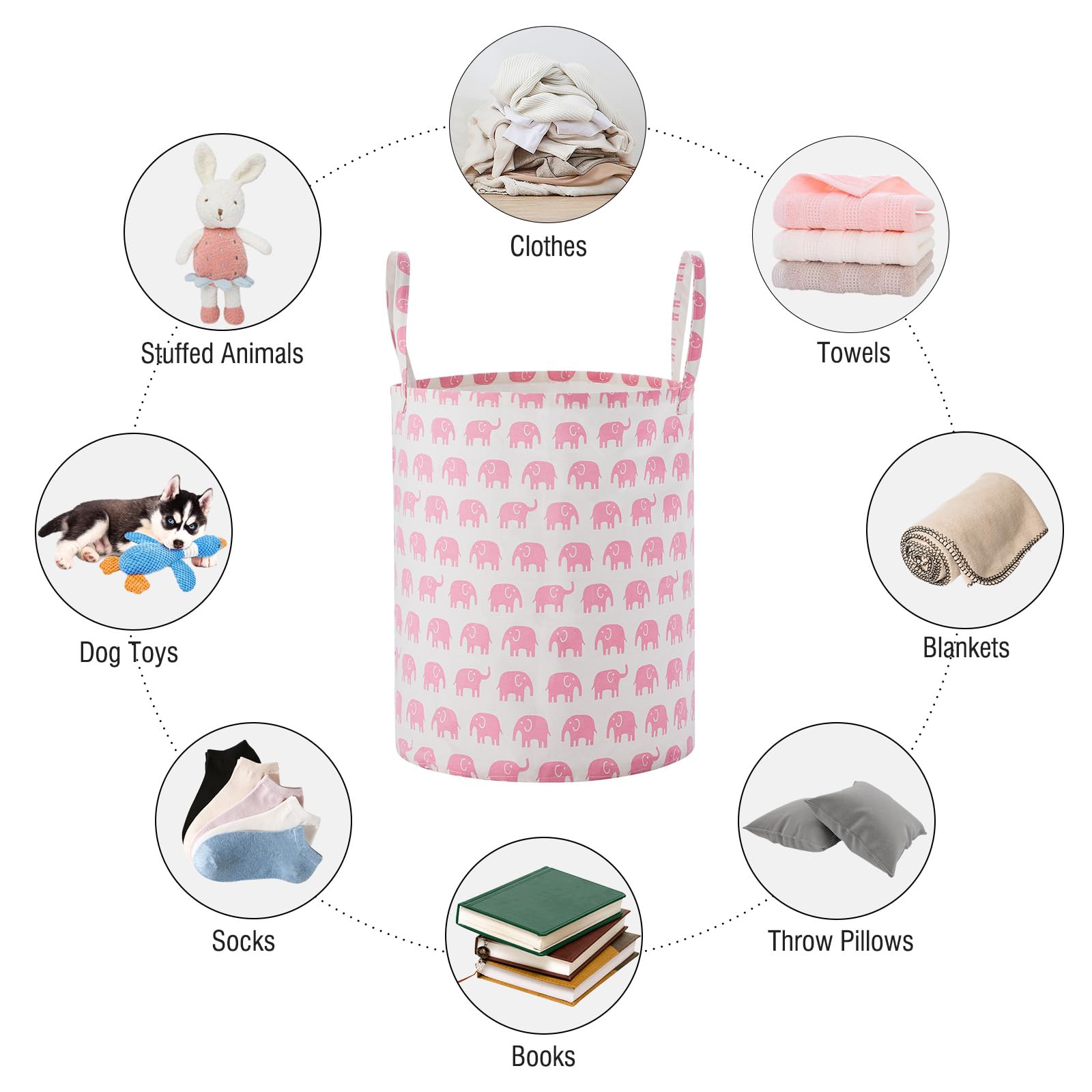 TECHMILLY linen-cotton fabric basket with waterproof liner, lightweight and durable.