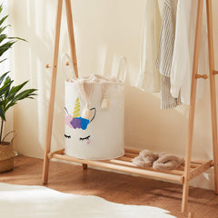 TECHMILLY linen cotton toy bin with waterproof inner keeps play area tidy.