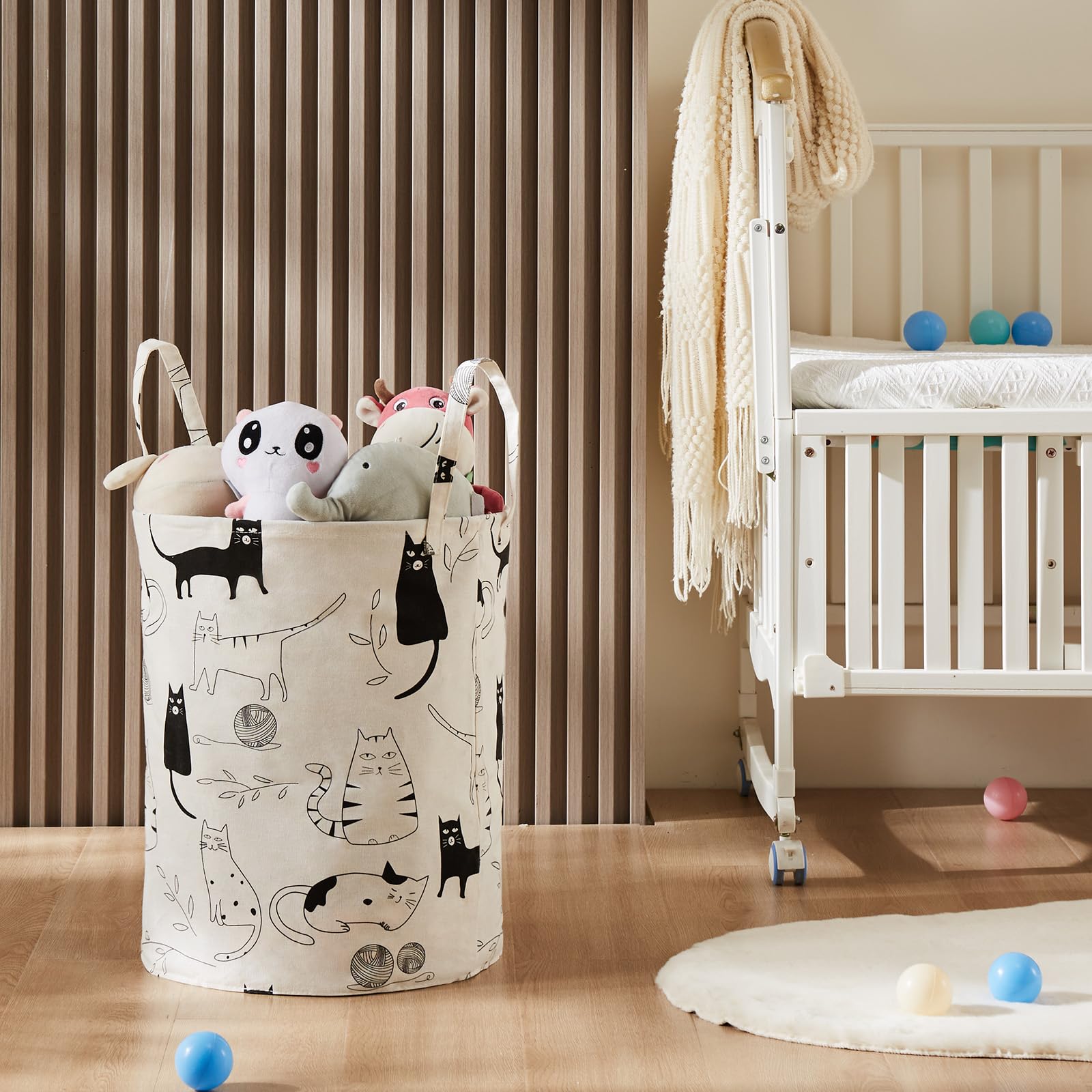 TECHMILLY nursery toy storage basket keeps plush toys neatly organized