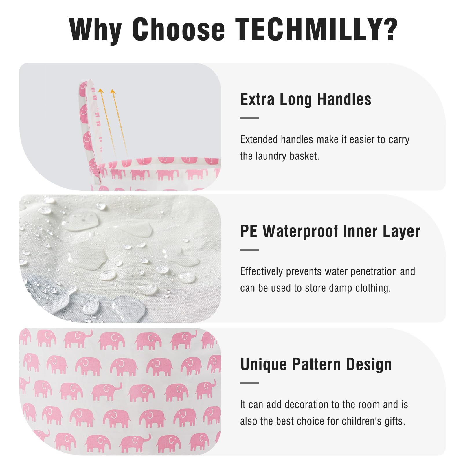 TECHMILLY two-pack storage bins provide versatile organization for toys and clothes.