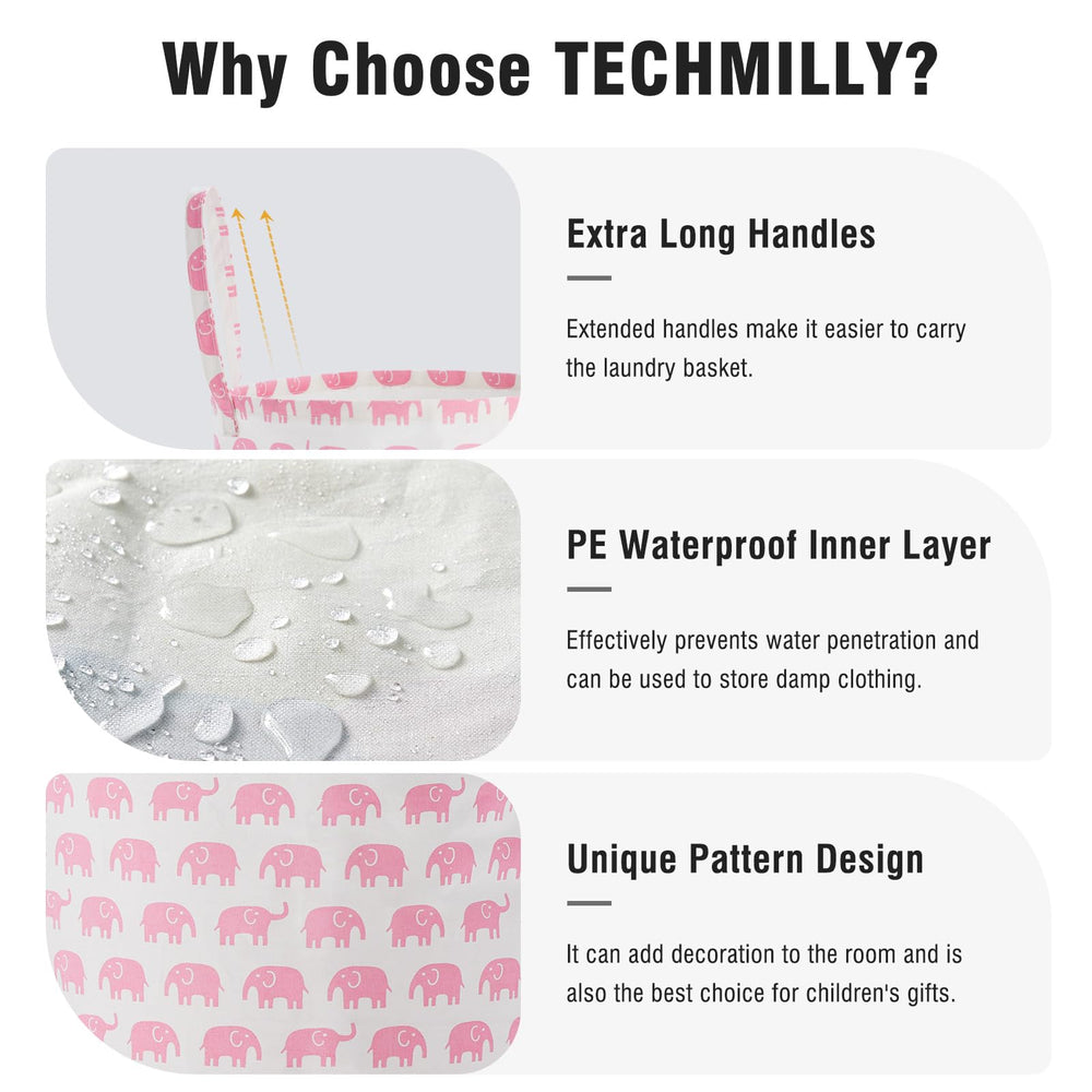 TECHMILLY two-pack storage bins provide versatile organization for toys and clothes.