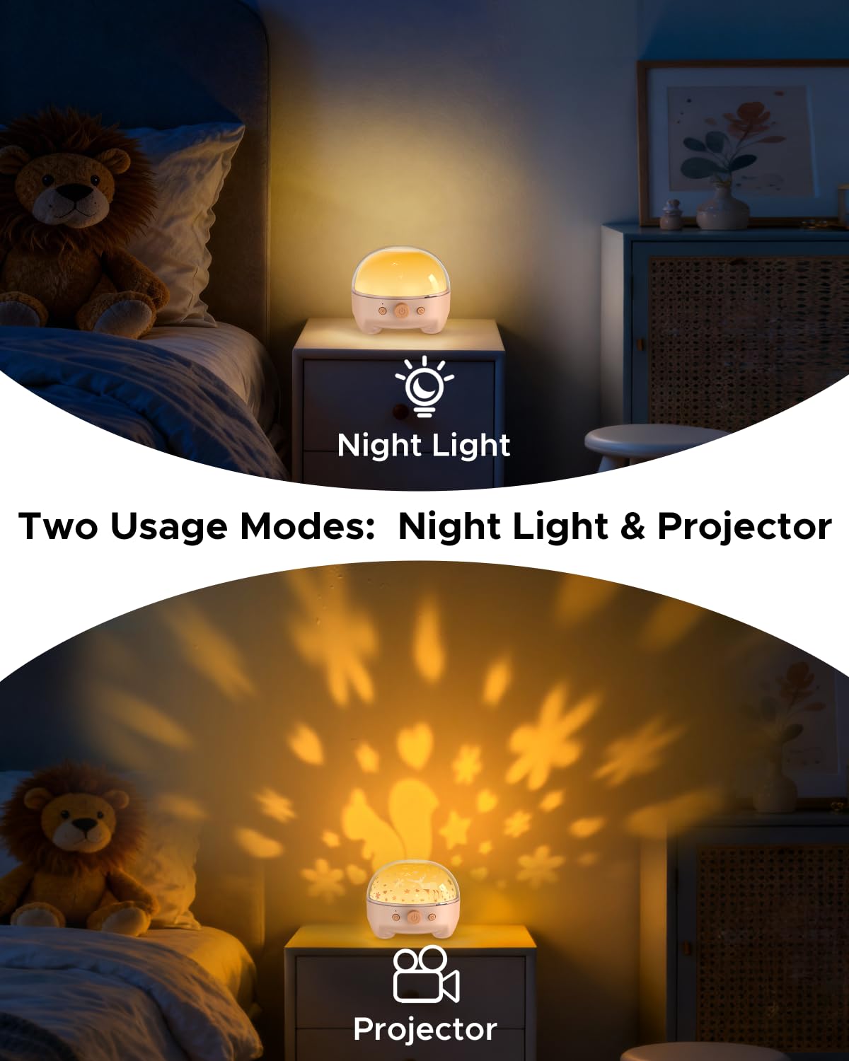 TeckyGem dimmable brightness controls visible for gentle nighttime routines