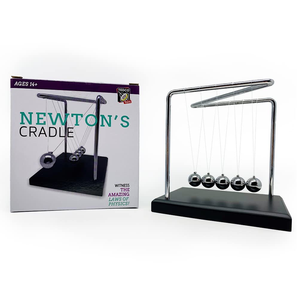 TEDCO Newton's Cradle-Z in motion demonstrates momentum and focus-friendly play.